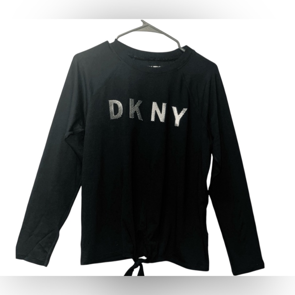DKNY SPORTS TOP SILVER COLOR PRINTED-LOGO LONG SLEEVE MOORING BLACK COLOR SIZE S - Picture 5 of 13